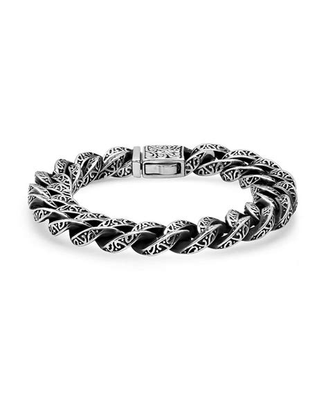 Steeltime Men's oxidized stainless steel round box chain bracelet